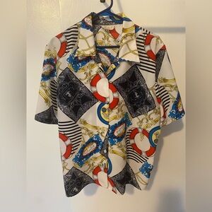 Vintage Colorful Geometric Print Shirt